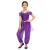 Costume Principessa Araba per Bambine e Ragazze Spalline Regolabili con Strass Paillettes Fascia Decorativa in Vita Sovrapposizione in Rete Pantaloni Lunghi con Slip Integrati per Cosplay