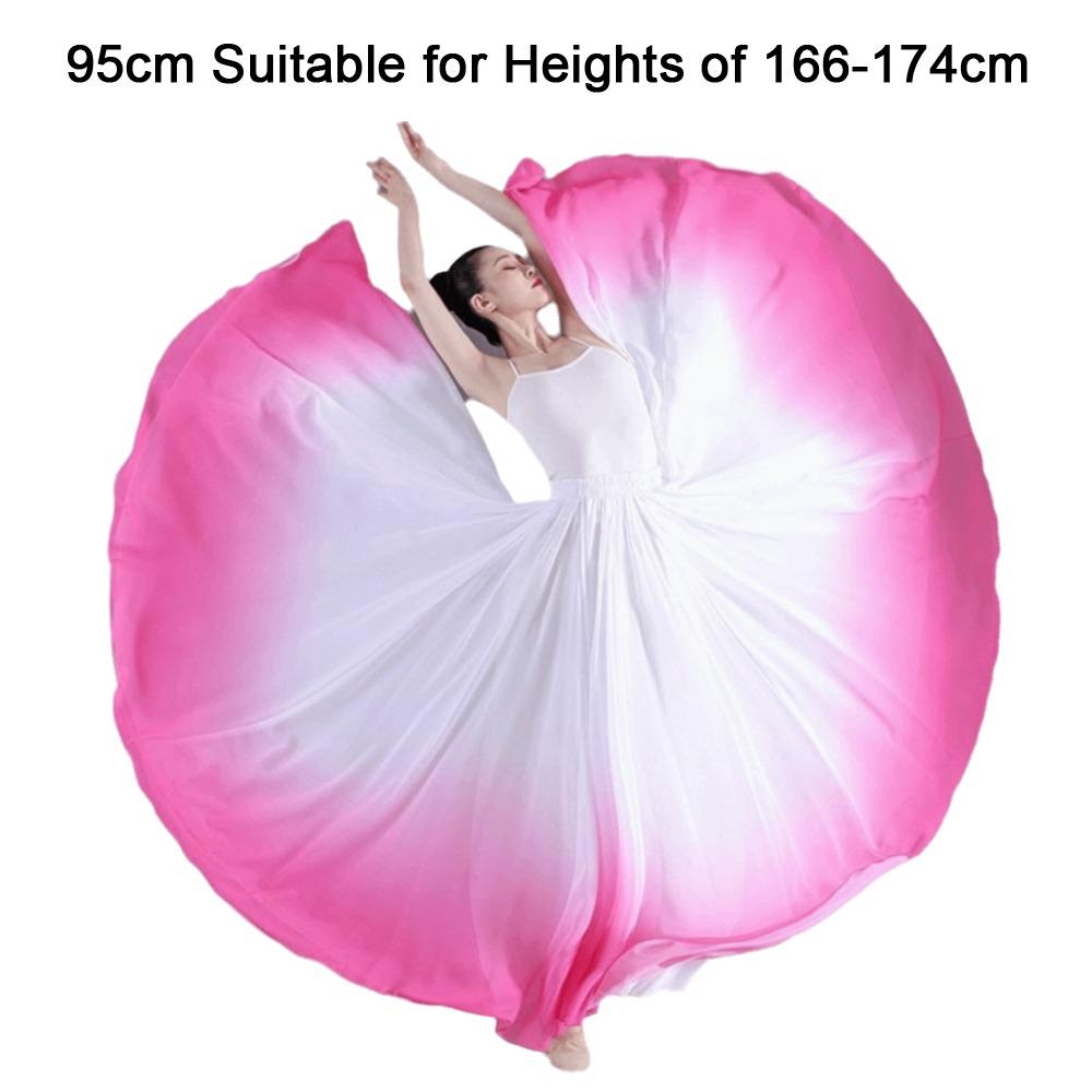 Gradient Color Dance Training Skirt Flowing Chiffon 720 Degree Classical Dance Skirt Big Swing Long Maxi Ballet Skirt
