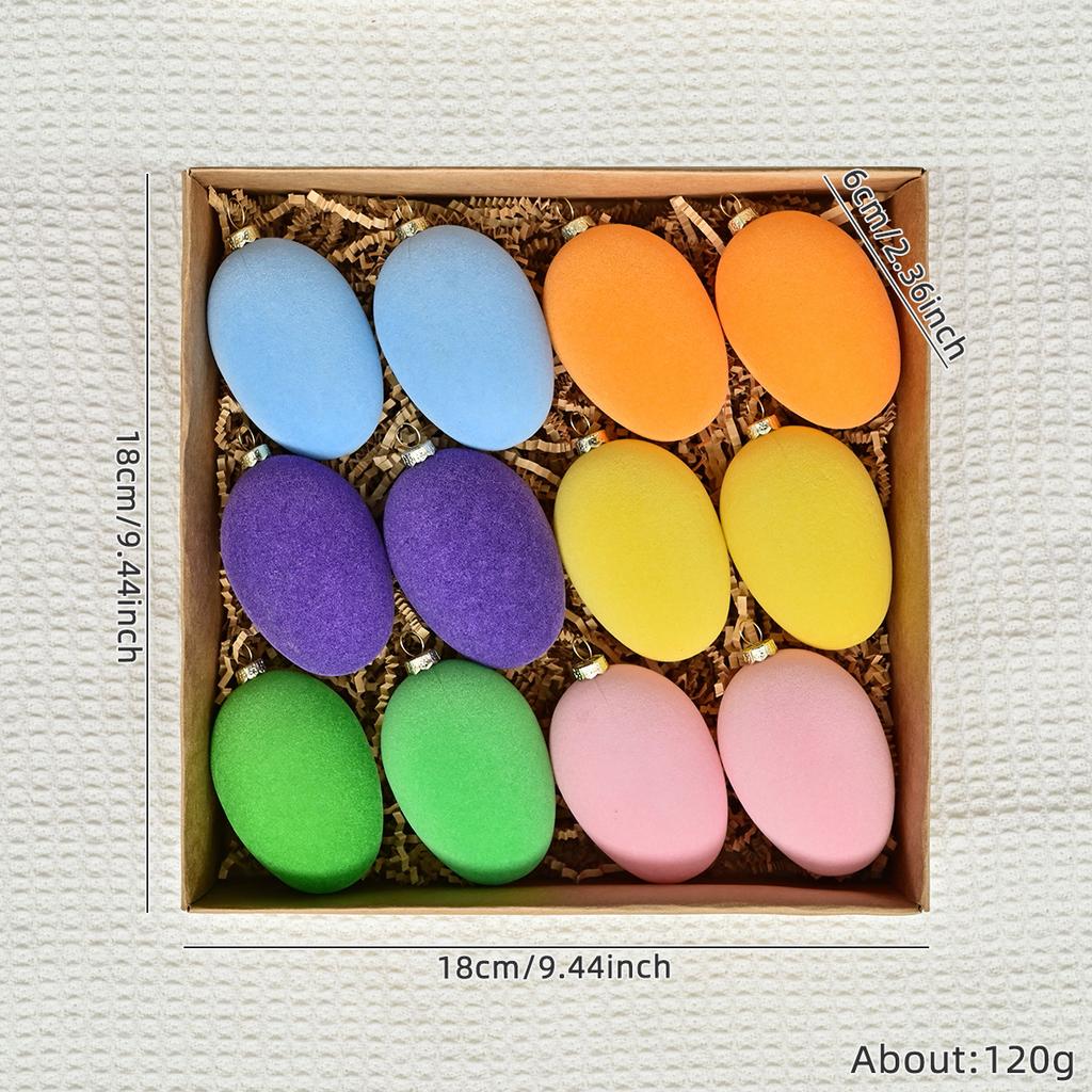 Easter Egg Set Flocking Egg Flocking Christmas Ball Hand Painted Egg Holiday Decoration Plastic Egg Props