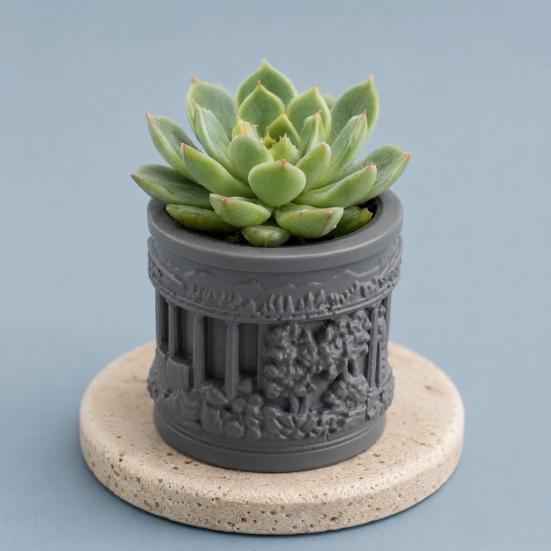 Yousheng Mini Roman Column Planter, Vintage Embossed Flower Pot, Small Greek Pillar Shaped Plant Container for Indoor Outdoor, Home Garden Decor