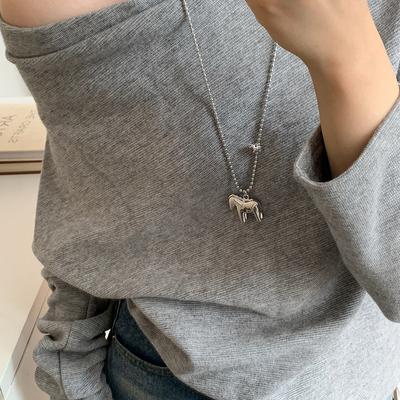 Pony Pendant Long Necklace For Women Men Hip-Hop Punk Sweater Chain Jewelry