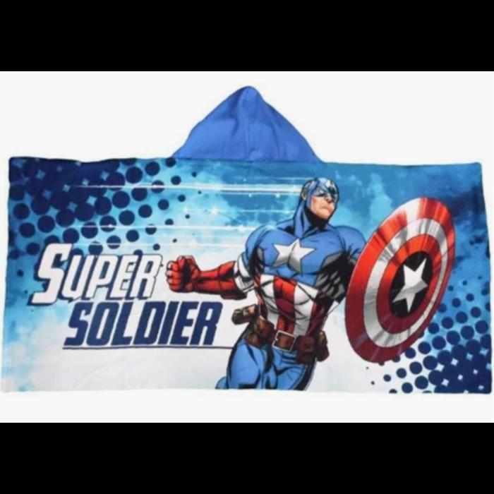 Poncho à Capuche Les Avengers Captain America 60 X 125 cm - Couleur:Bleu Taille:Taille Unique - Bleu