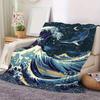 Wave-inspired Ukiyo-e paintings digital-printed polyester velvet flannel cover blanket Fleece soft sofa cover blankets for beds