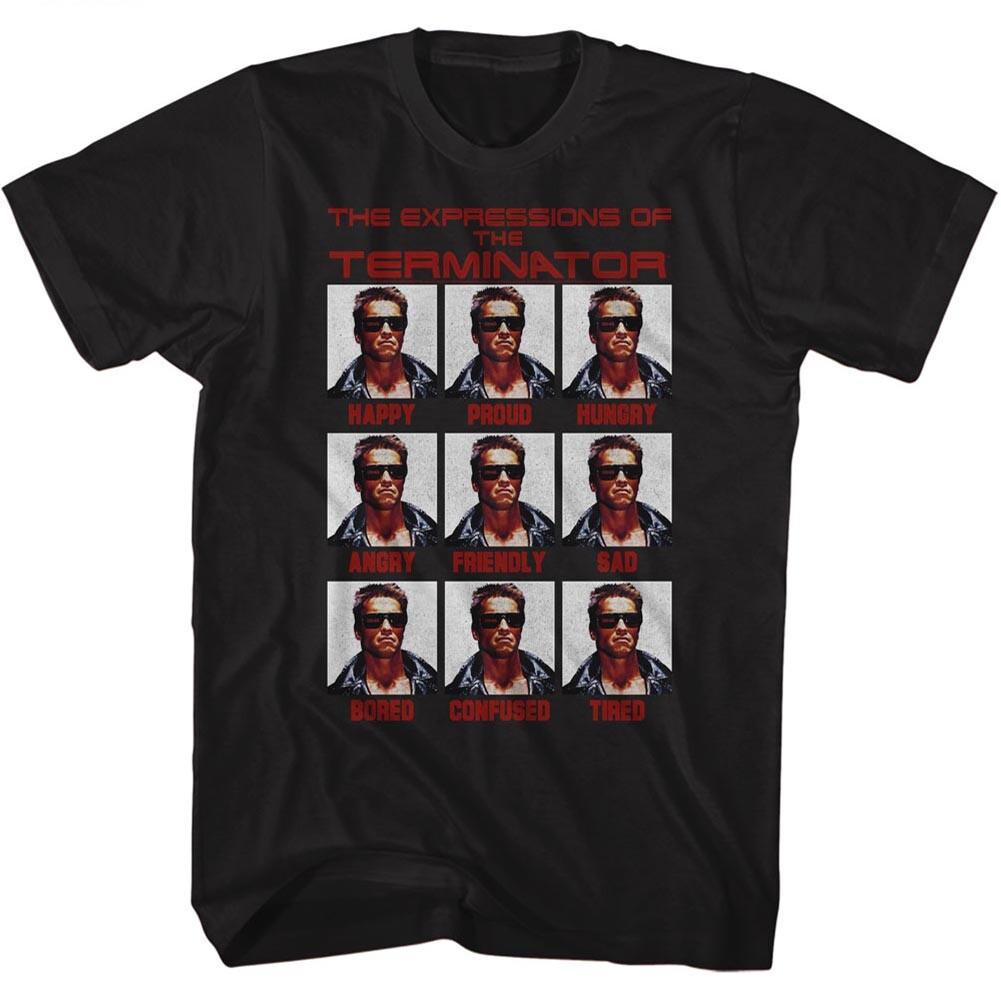 The Terminator Movie Expressions Of The Terminator Schwarzeneger Men s T Shirt XXXL