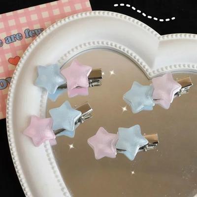 2pcs/set Sweet Chic Girl Hair Clip for Kids Blue Pink Jelly Color Hair Clips for Children Girls Bangs Side Clip Hair Accessories