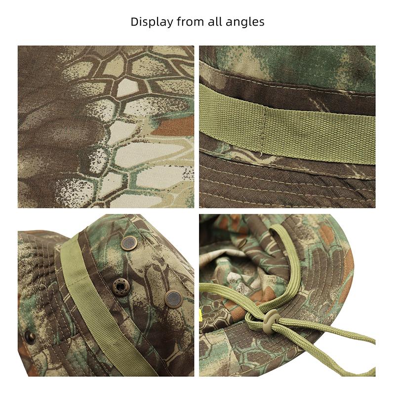 Men's Cotton Trendy Python Design Fisherman Hat Women's Sunscreen Foldable Adventure Training Hiking Camping Fishing Bucket Hat