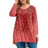 Women's Plus Size Top, Garden Collar Long Sleeved Shirt, Fashionable Floral Print Casual Top