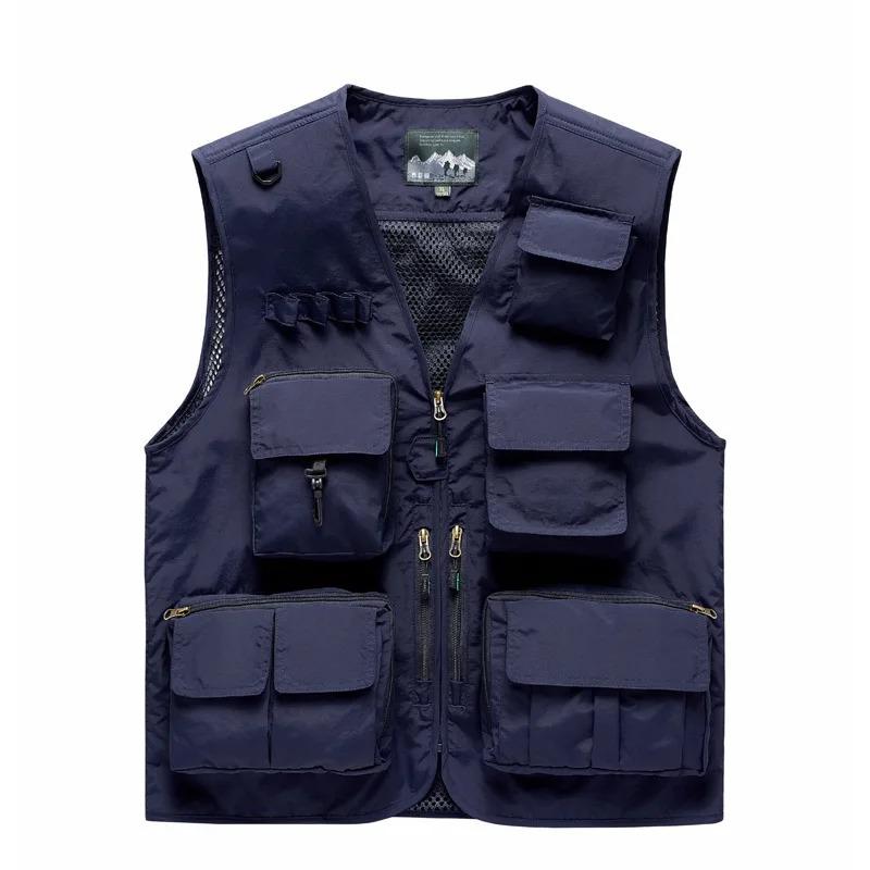 Summer Men Mesh Pockets Fishing Photography Breathable Vests Coats Men Outdoor Waistcoats Sleeveless Jackets