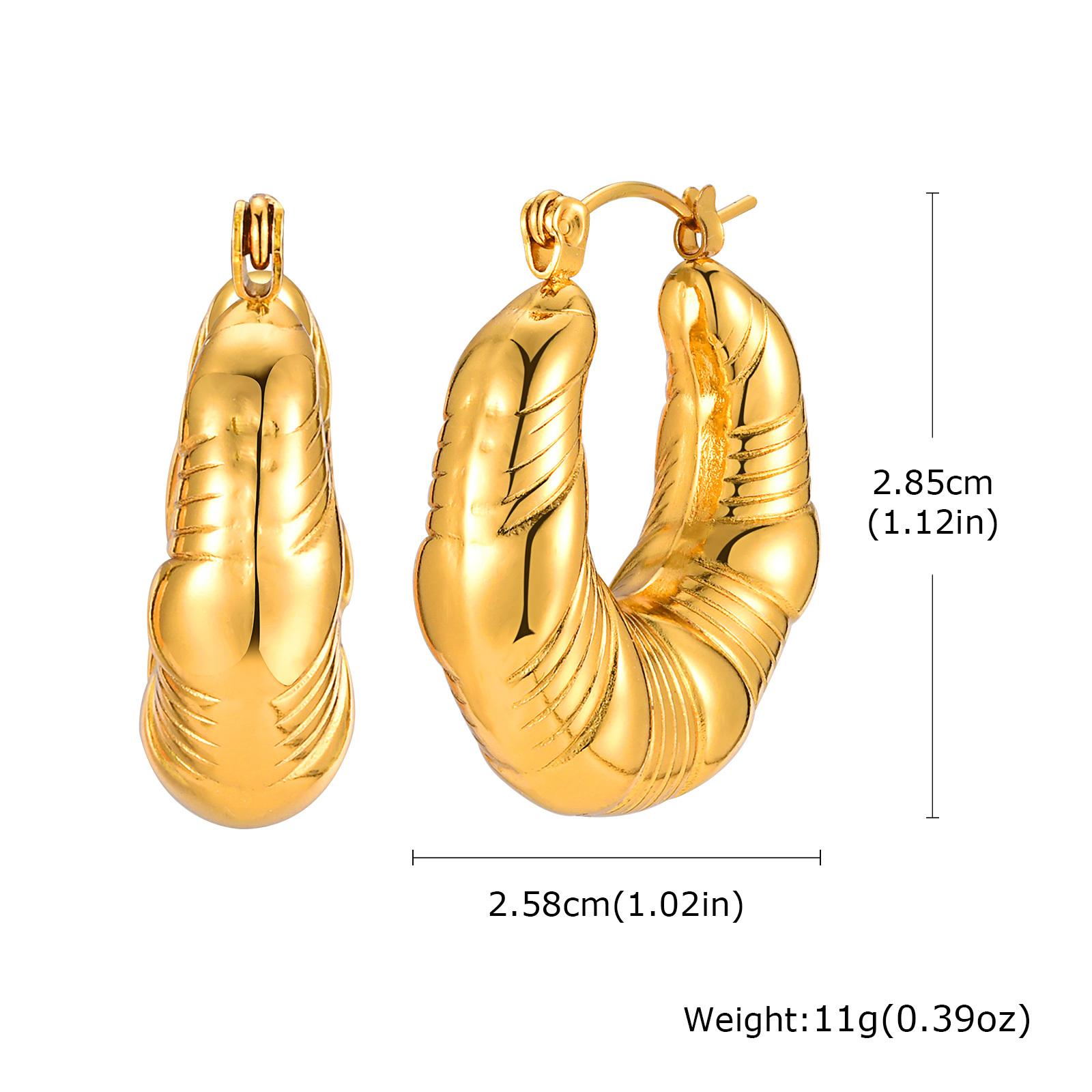 

Chunky Huggies Hoop Earrings for Women, Gold Color Stainless Steel Tube Lightweigt Jewelry, Vatenstin s Gift