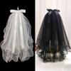 1Pc Double Layer Bowknot Face Covered Mesh Hair Accessories Wedding Ribbon Bridal With Comb Cosplay Pearl Head Veils Short Veil