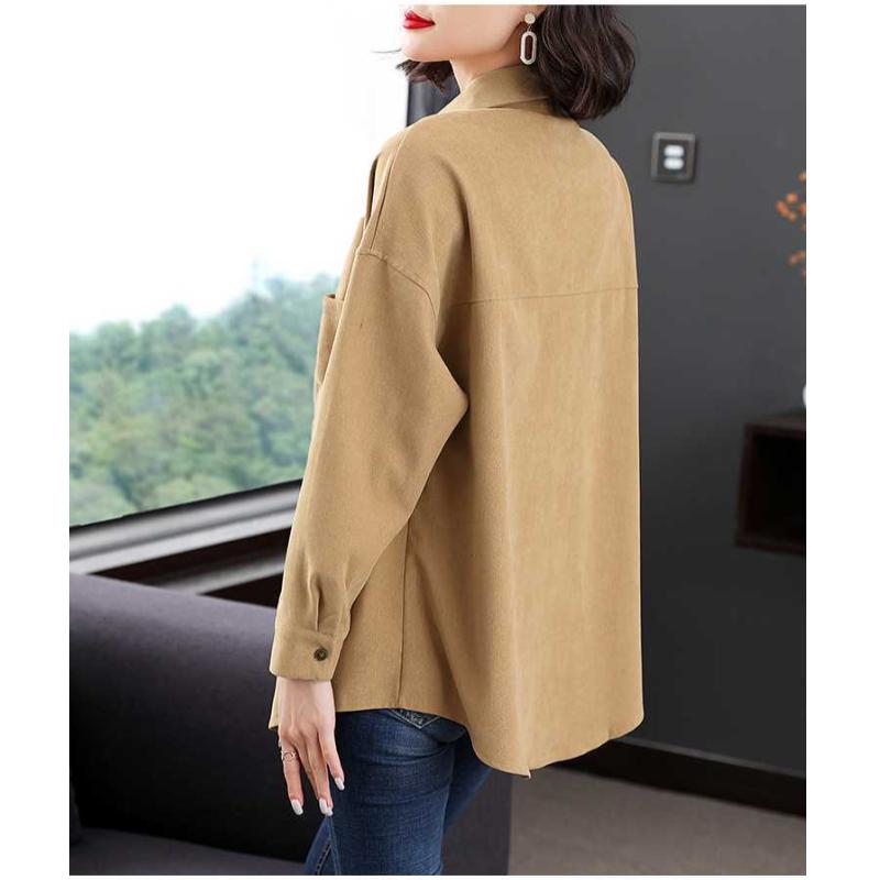 Artı boyutu Bayan Rahat Moda Turn Down Yaka Uzun Kollu Gevşek Hırka Blazer Ceket Gevşek Ceket M-4XL