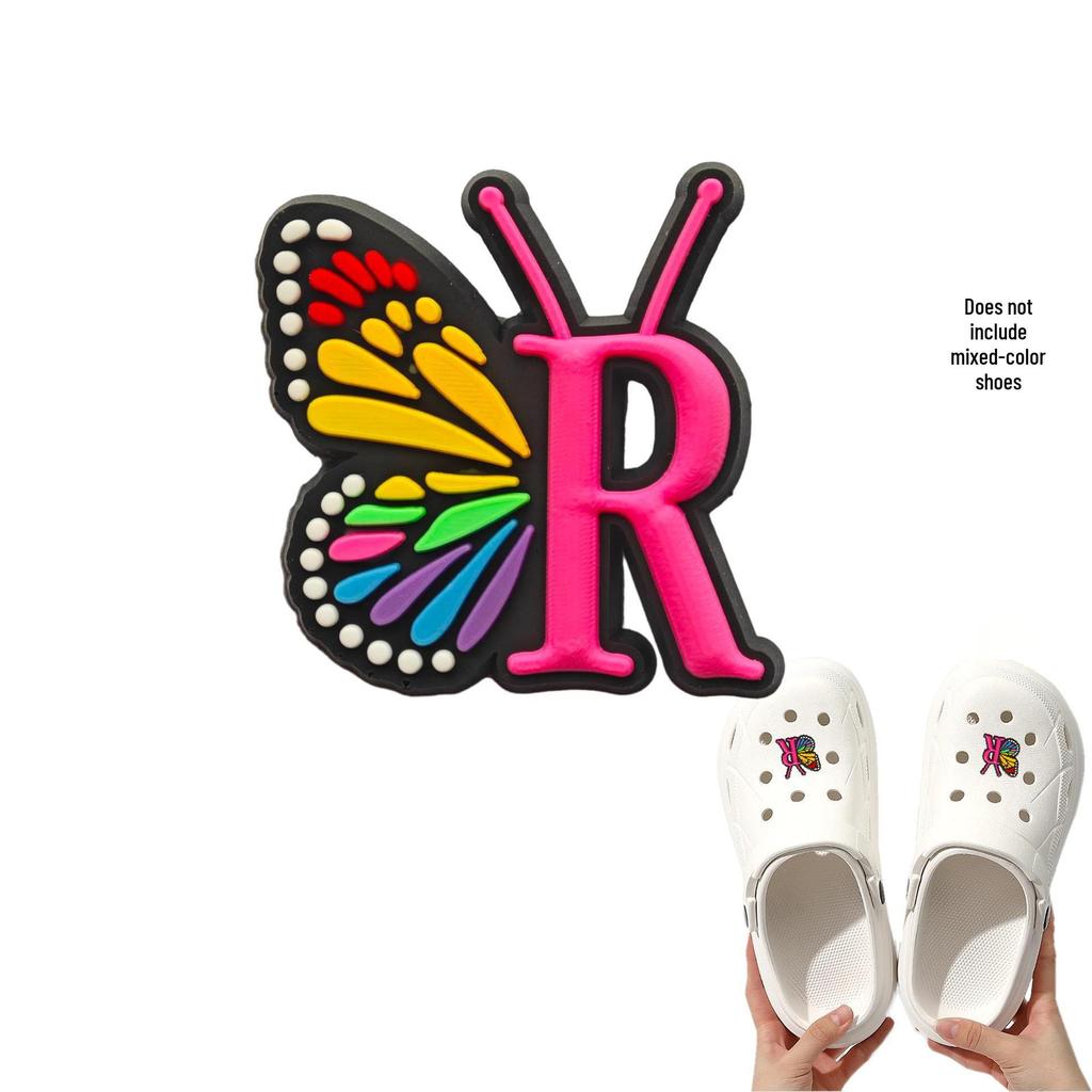 Cross-border Cute Detachable PVC Shoe Ornaments: Butterfly, Letter, Cartoon Designs for Festival and Party Shoes