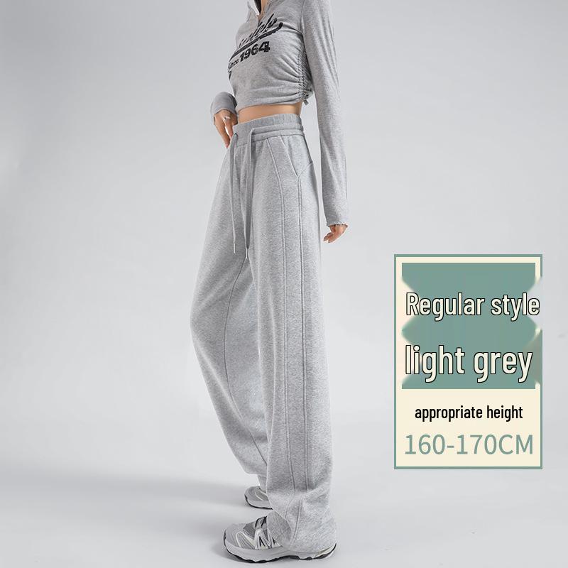 

Женские модные серые спортивные штаны с высокой посадкой, Весна/Осень 2024: Свободный, Прямой, Широкий, Маленький Повседневный L (106-117 lbs)