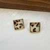 Leopard Print Square Stud Earrings: Chic, Luxurious, Versatile for Women - Perfect for Autumn/Winter