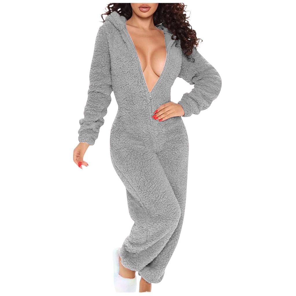 Women's Hooded Long Sleeve Pajama with Button Closure