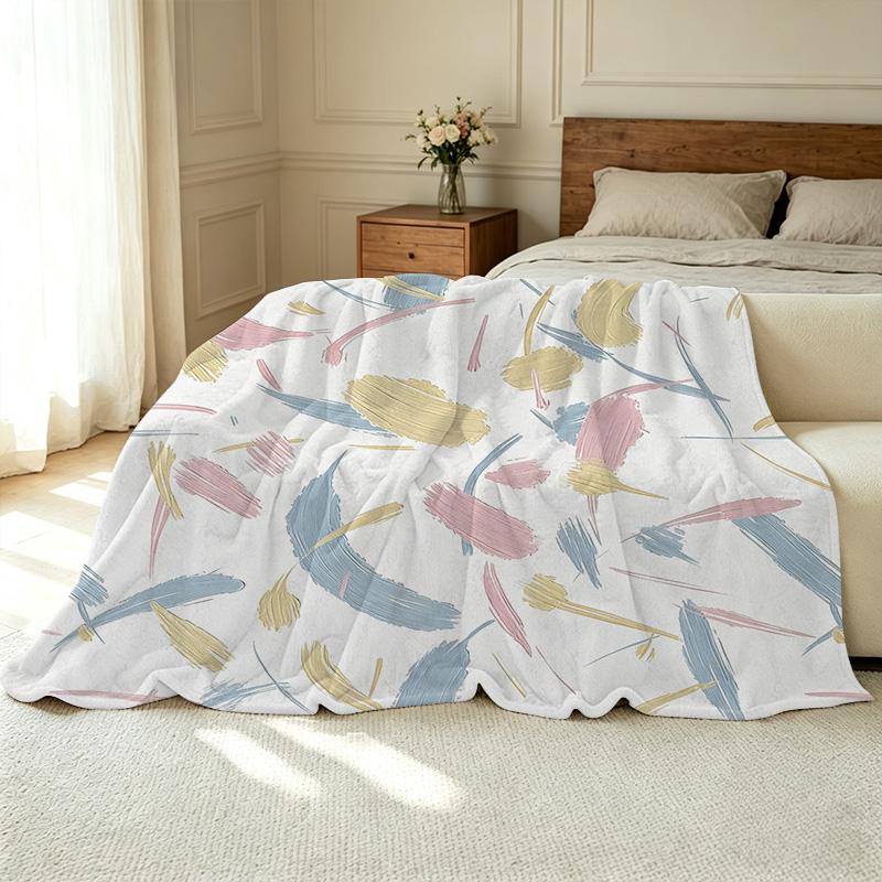 Abstract Art Plush Flannel Blanket - Soft Warm Single Bedroom Throw, Cozy Decorative Blanket for Christmas & Halloween, Relaxing Home Use