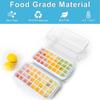 LMETJMA Ice Cube Tray with Stackable 2 Ice Trays Silicone Ice Cube Molds with Storage Bin For Freezer 64 Nuggets JTX478