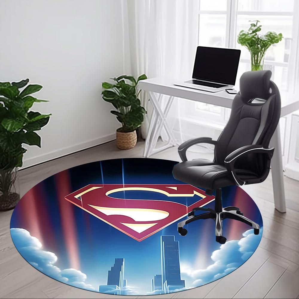 1pc Superhero Skyline Office Round Area Rug, Under Office Chairs Bedroom Living Room Home Decor, Room Deco, Available in Various Sizes