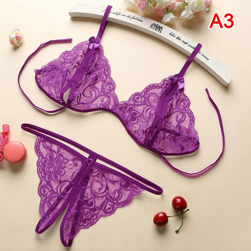 Women Sexy Lingerie Lace Bra Set Ruffle Transparent Underwear