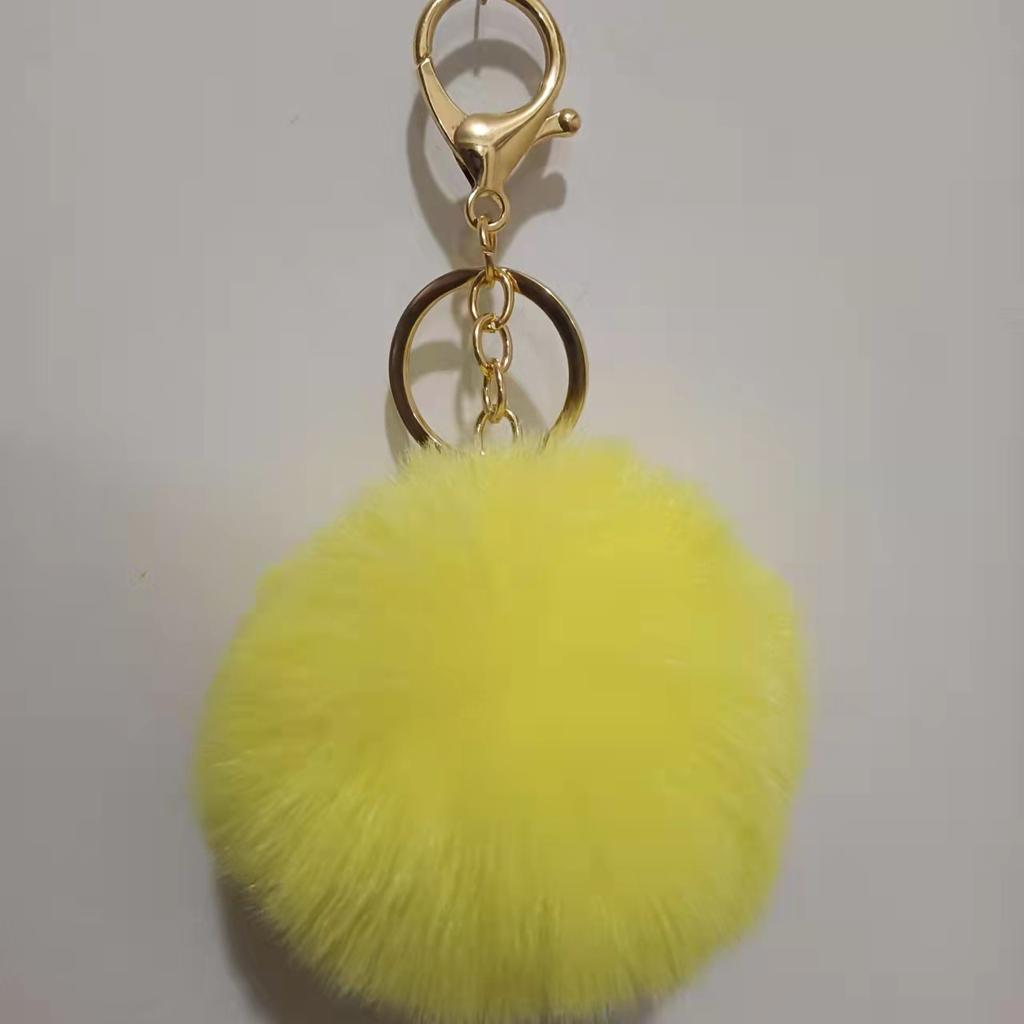 Schlüsselanhänger mit Kunsthasenfell-Bommel, Flauschiger Pompon-Taschenanhänger, Modisches Fellbommel-Accessoire für Damen-Taschen
