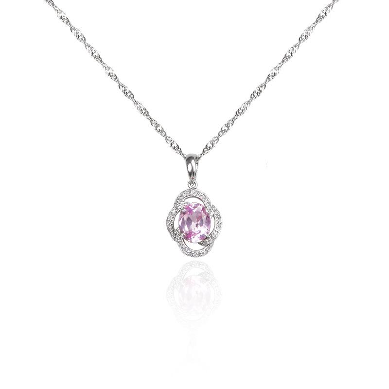 

Jade Angel S925 Sterling Silver Lux Pendant Necklace with Red, Pink, Purple Zircon for Women S925 Silver