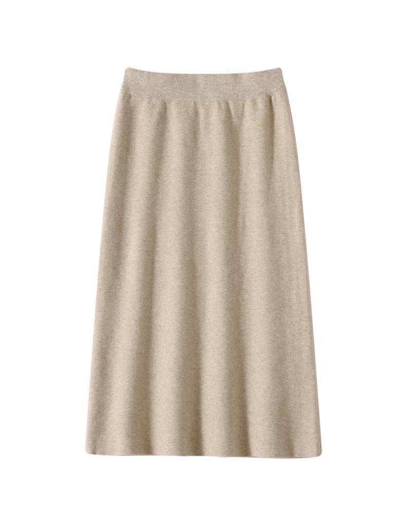 Women's Elastic High Waist Knitted Midi Skirt for Autumn/Winter - Slim Fit