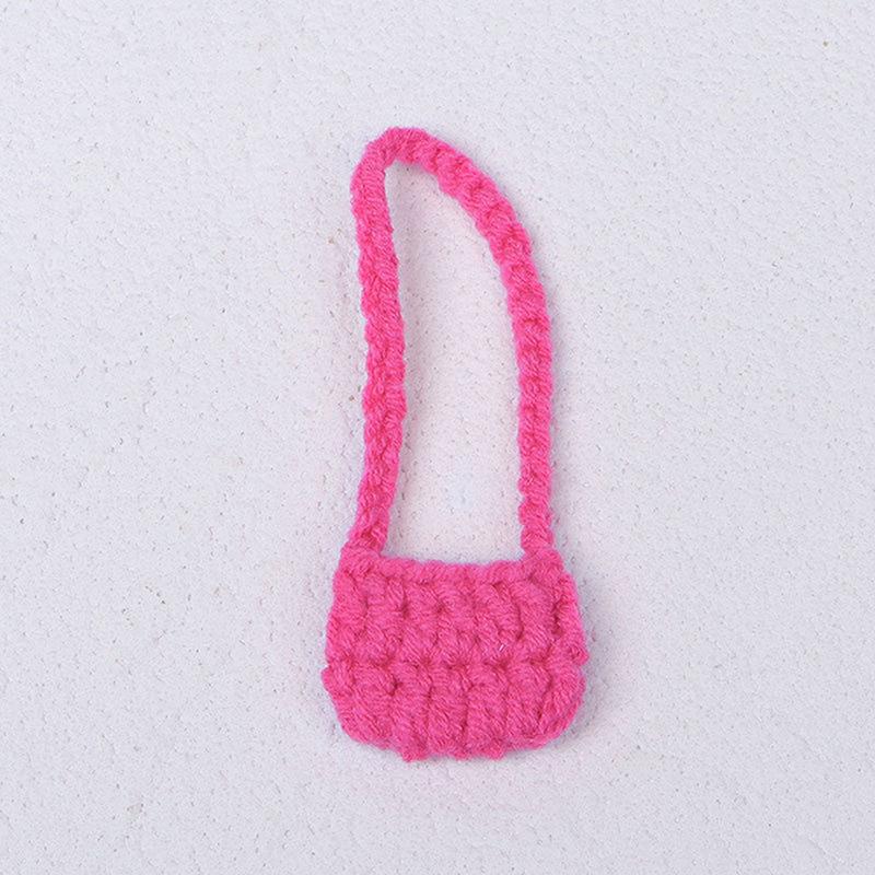 1/12 Doll Plush Knitted Shoulder Bag Crossbody Bag Doll Mini Dress Up Accessories Dollhouse Decor Kid Pretend Play Toys