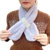 Winter warm scarf imitation rabbit hair pearl buckle hair scarf solid color versatile plush cute tide