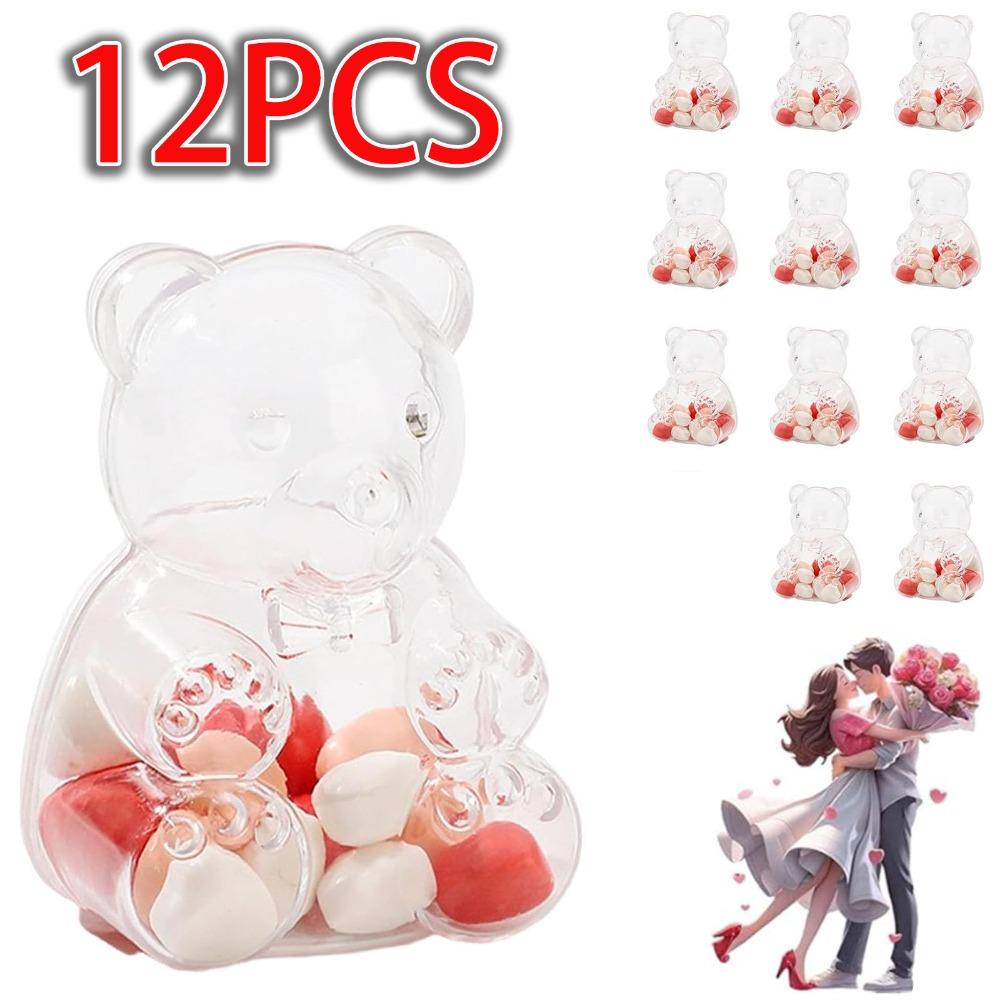 12PCS Large Gummy Bear Container Reusable Candy Storage Container Plastic Candy Boxes Clear Giant Gummy Bear Storage Jar