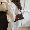 Fashionable Small Square Shoulder Bag In Black White Brown Casual Pu Crossbody Style