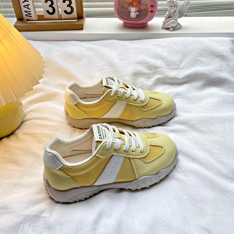 Forrest Gump Shoes Women's 2025 New Summer Mesh Breathable Thick-soled German Training Sports Shoes Light Soft Sole Yellow Super Fire