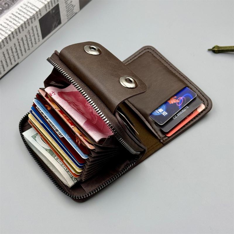 Portable Retro Women Wallets Soft Pu Leather Multi-Card Coin Purse Business Card Case Short Zipper Card Bag Pouch