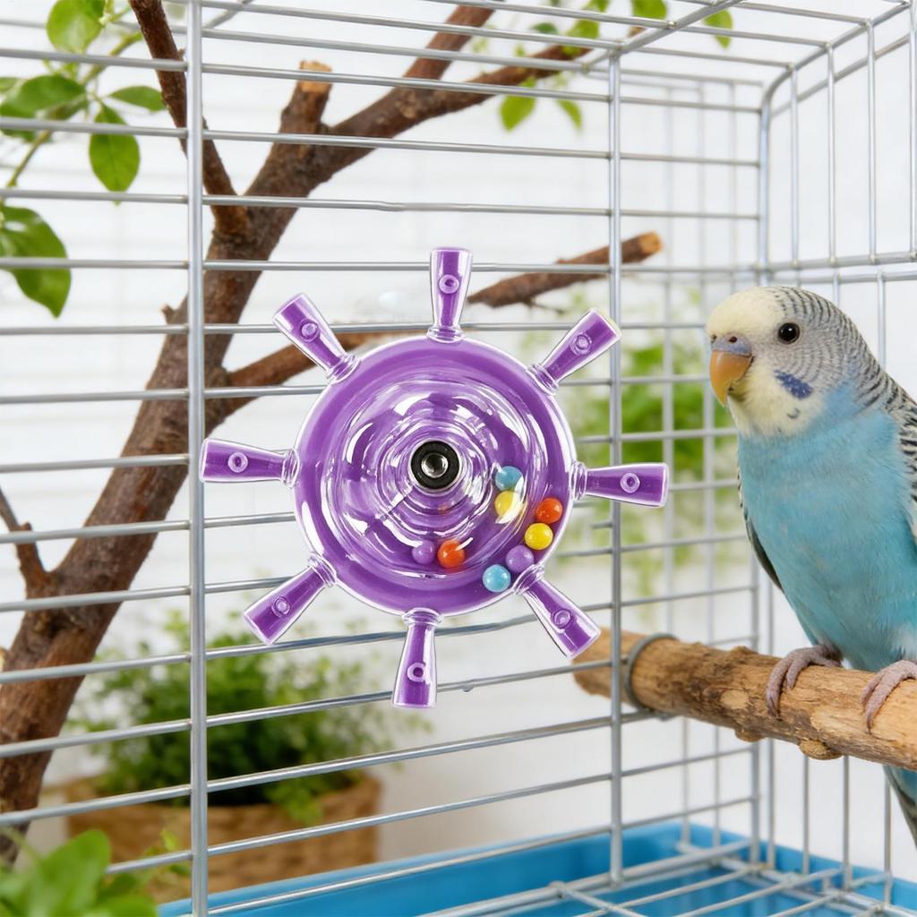 Parakeet Toys Colorful Interactive Rotating Small Wheel Rattle, Cage Parrot Spinner Toy for Cockatiels, Budgies, Conures, Parrot