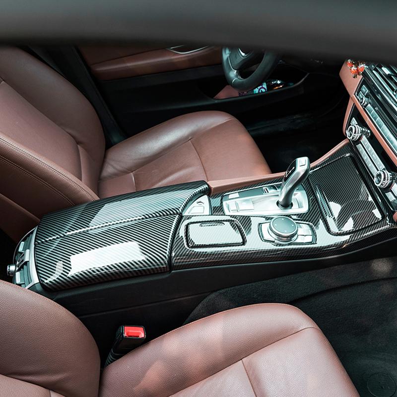 LHD For BMW 5 Series F10 F11 carbon fiber central armrest box cover storage box gear position panel decoration cover auto parts