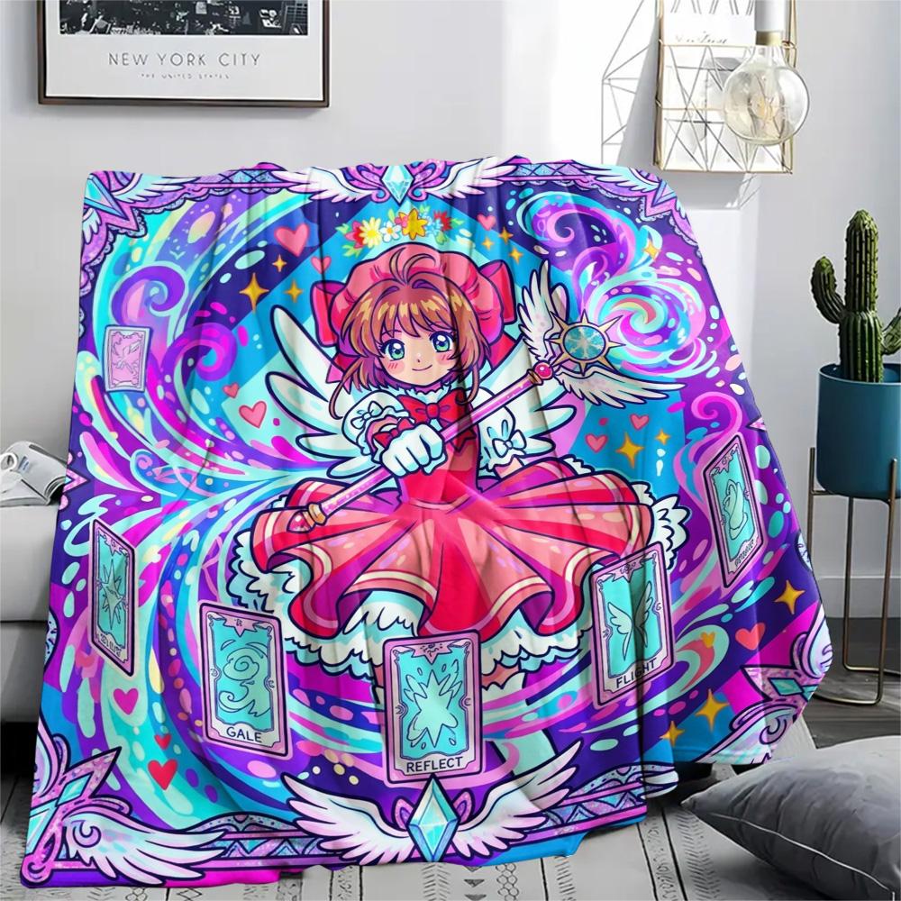 Cardcaptor Sakura Print Flannel Blanket, Ultra Soft High Quality All Seasons Warm Throw, Home Decor Cozy Blanket, Perfect Christmas Gift
