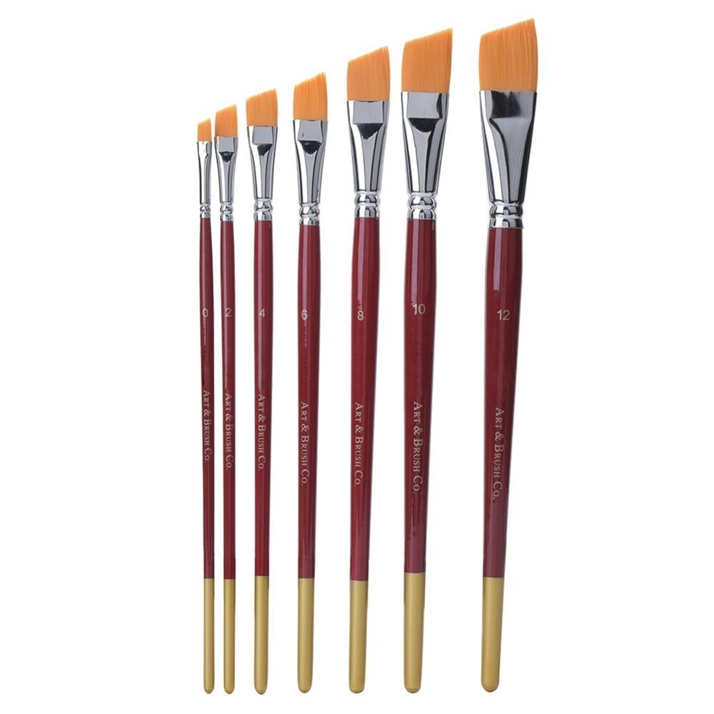 

7PCS Nylon Fiber Bristles Short Handle Art Brush Set Oil & Watercolor Brush Kit Oil Art Creation Painting Brushes