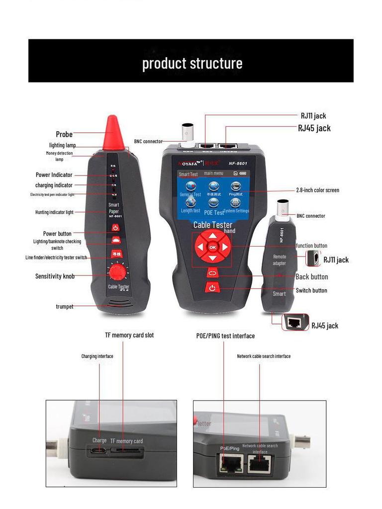 NOYAFA NF-8601W Smart Cable Finder & Breakpoint Detector with Anti-Interference Technology.