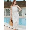 ELLE French Resort Chiffon Ruffle Maxi Dress