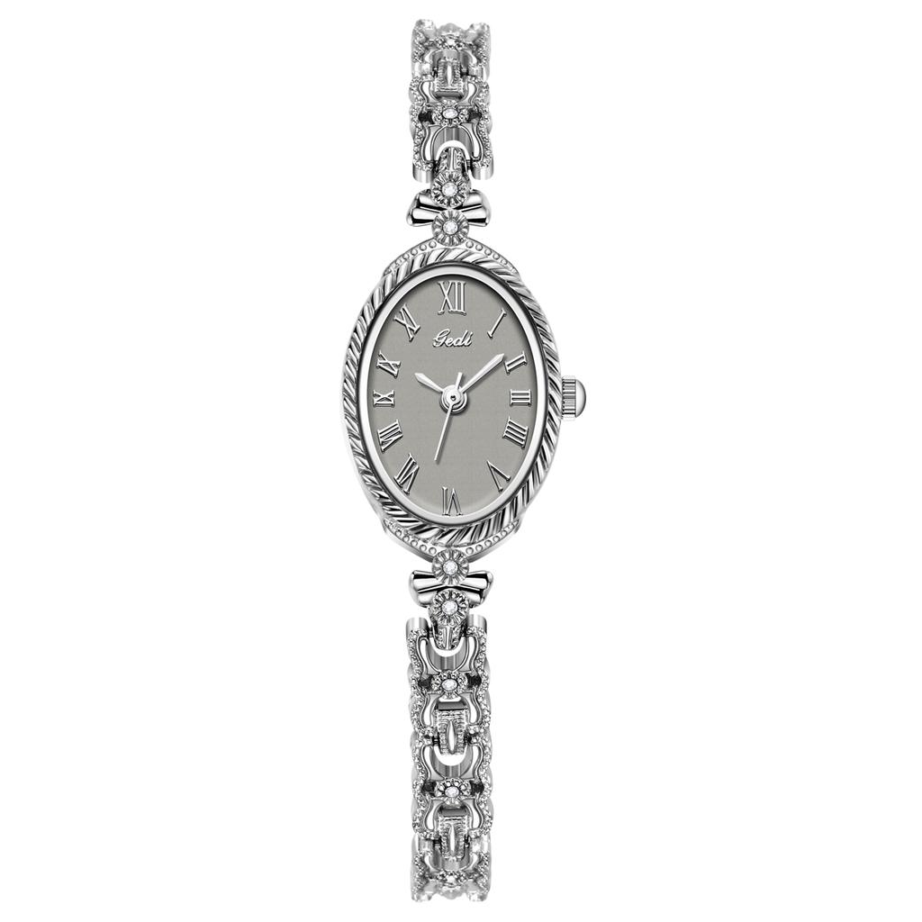 GEDI Women's Watch Luxury Elegant Oval Gold Silver Small Bracelet Clock Roman Numeral Dial Woman Watches Exquisite Wristwatch