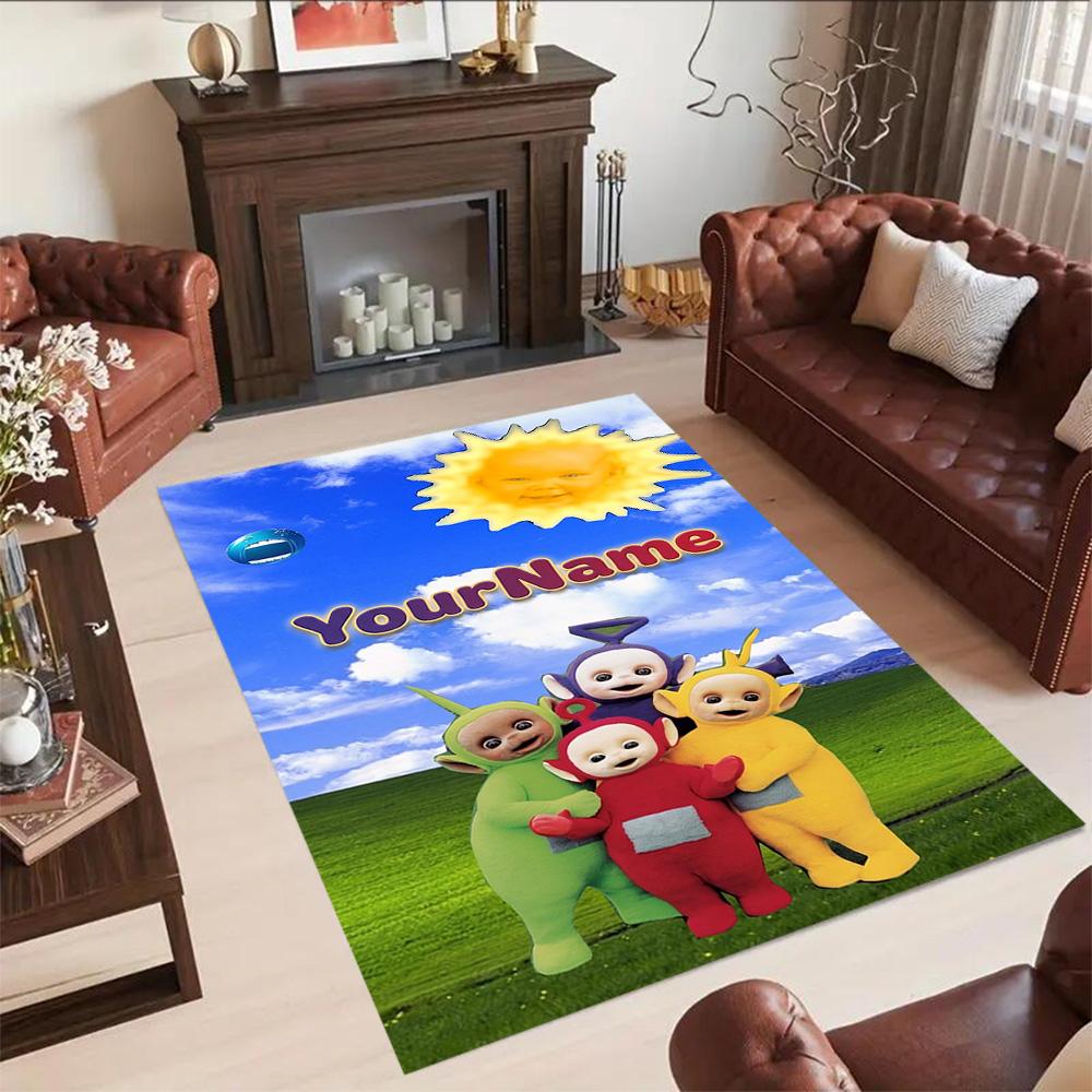 Teletubbies Customizable Name Carpet Suitable for Bedrooms Game Room Dormitory Playrooms Anti-slip Rug Decorate Offices Birthday/Christmas Gift