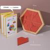 Hexagon Tangram Puzzle Wooden Jigsaw 7 Pieces for Children and Adults Challenging Brain Training Logic Toy Home Play