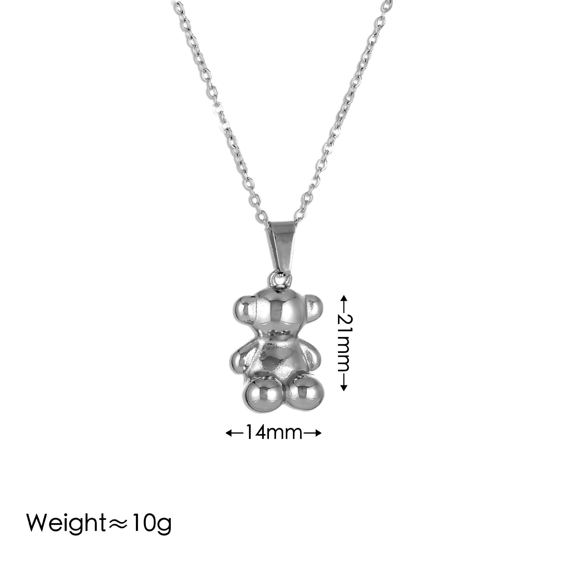 

ZAKOL Trendy Bear Imitation Zircon Beaded Pendant Necklaces For Women Men Gold Color Strand Drop Clavicle Chain Choker Zircon