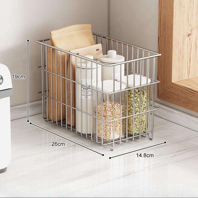 304 Stainless Steel Storage Basket Kitchen Storage Basket Snack, Fruit, and Vegetable Organizer Desktop Storage Rack