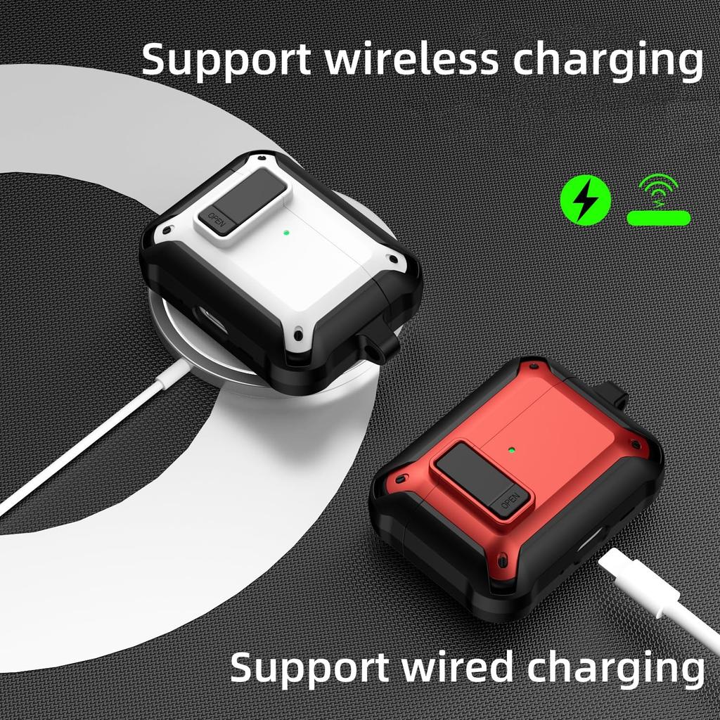 Case for Airpods Pro 3 (2025) Secure Lock Clip Full Shockproof Protective Case with Cleaning Kit Lanyard for Apple AirPods Pro 3