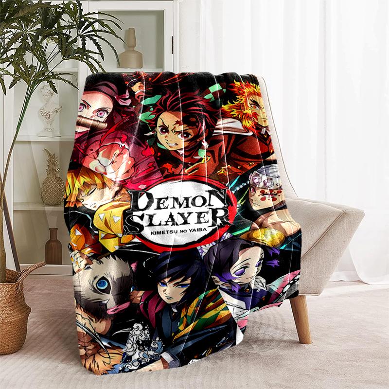 1pc Blanket Demon Slayer characters1 Print Design, Lightweight Blanket for Sofa, Bed- Soft &Warm, Gift for All Seasons like Christmas, Halloween