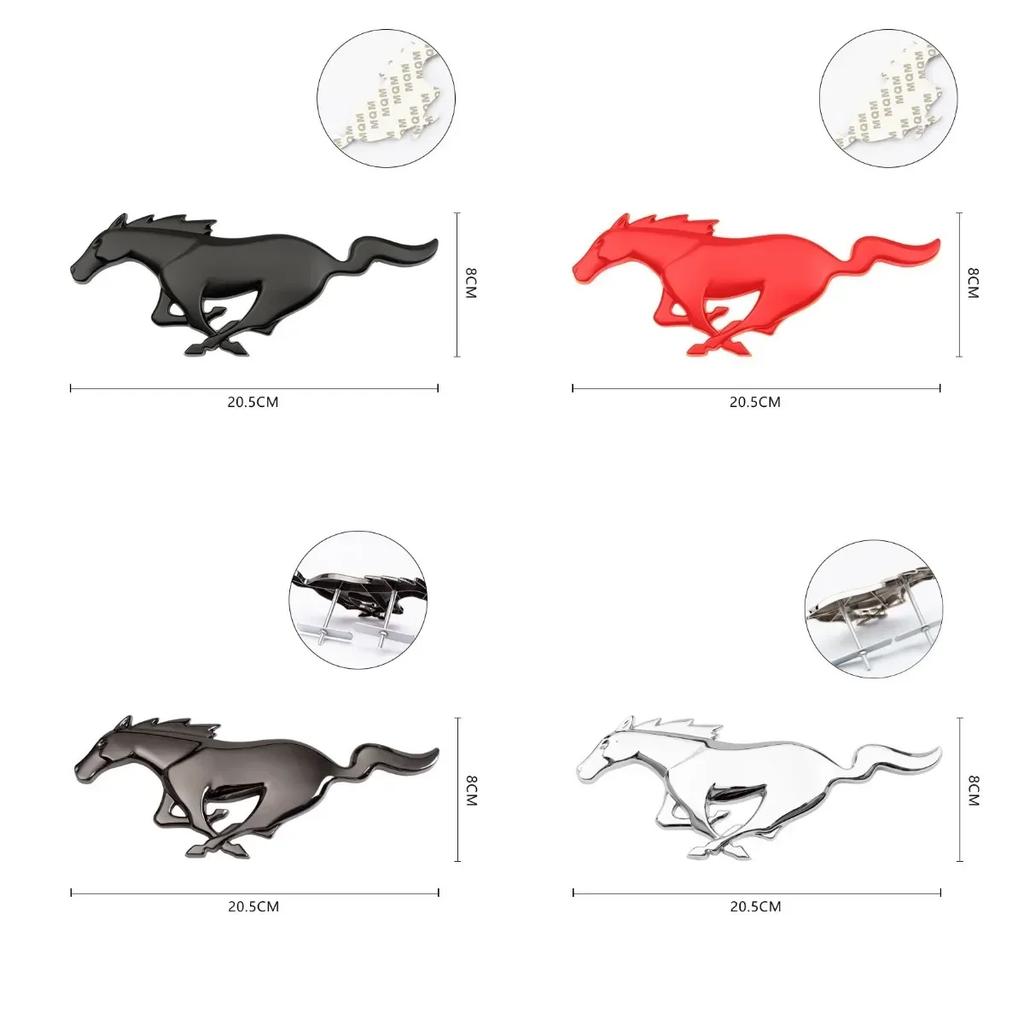 AJV1 3D Metal Fender Side Badge Decal Rear Trunk Running Horse Emblem Styling for Ford Mustang Kuga Escape Focus Ranger Edge Fusion