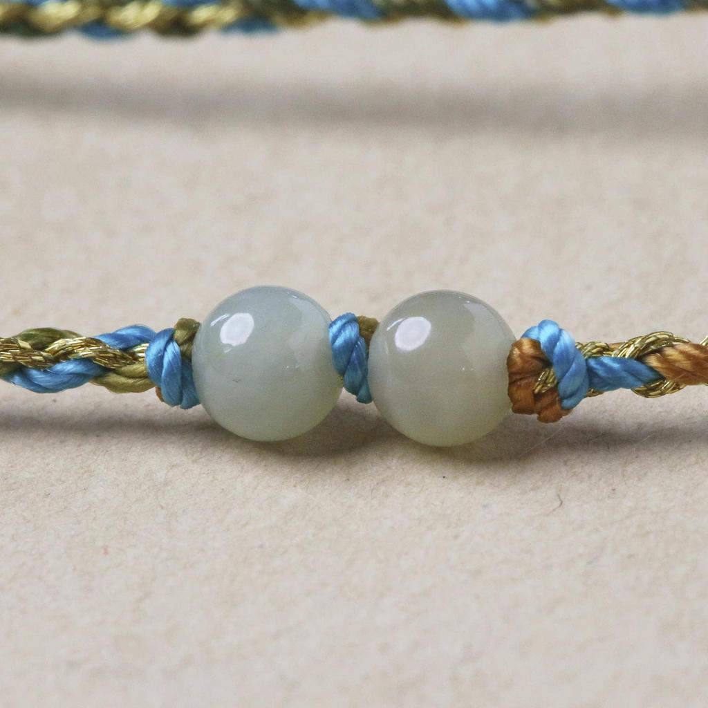 Eight Treasures Hand-Woven Jade Pendant Necklace with Compass Charm and Peace Buckle