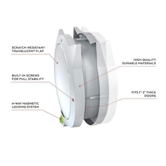 Pet Door Round Security ABS 4 Ways Modes Interior Exterior Door for Dog