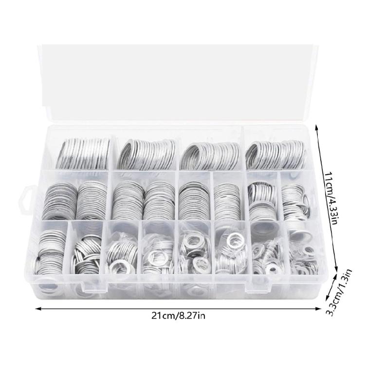 540Pcs 18 Size Automotive Drain Plug Gaskets Oil Crushed Washers Aluminum Flat