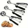 3-Piece Stainless Steel Cookie Scoop Set with Non-Slip Rubber Handle Uncharged Power Mode Includes 1/2/3 Tablespoon Sizes 18/8 Baking Scoops